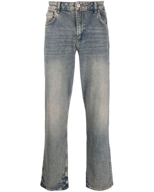 Represent bleached-effect straight-leg jeans