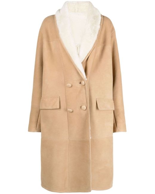 Liska shawl-lapels shearling double-breasted coat