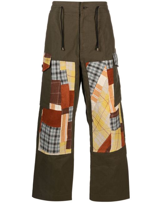 Nicholas Daley patchwork-detailing cotton-blend wide-leg trousers