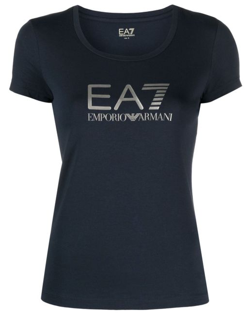 Ea7 logo-print stretch-cotton T-shirt