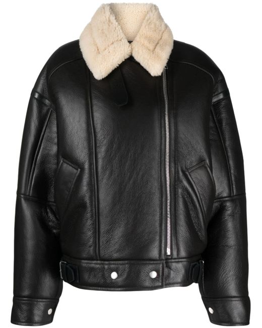 Acne Studios calf leather and shearling flight jacket