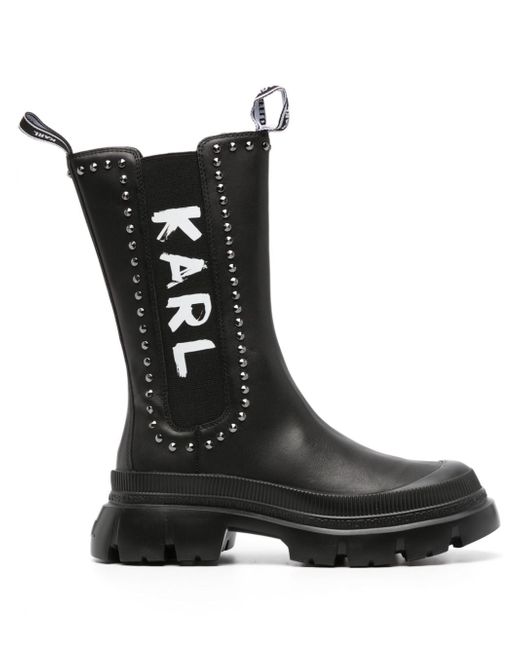 Karl Lagerfeld chunky logo-print chelsea boots