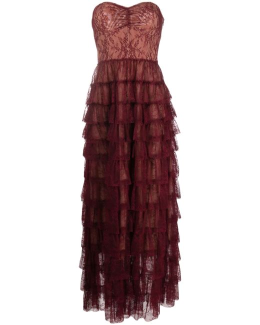 Twin-Set ruffled Chantilly-lace maxi dress