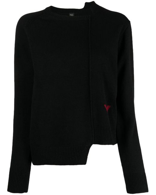 Y's logo intarsia-knit asymmetric jumper