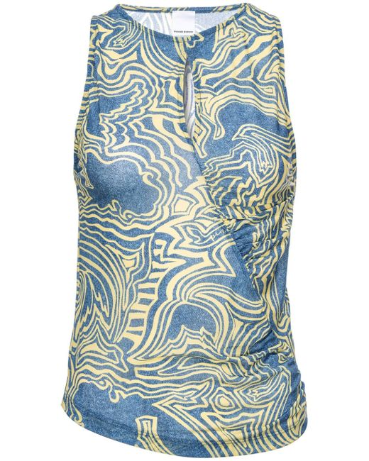 Pinko abstract-print ruched tank top