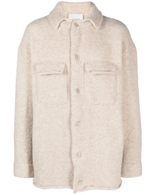 Laneus bouclé-effect button-up overshirt coat