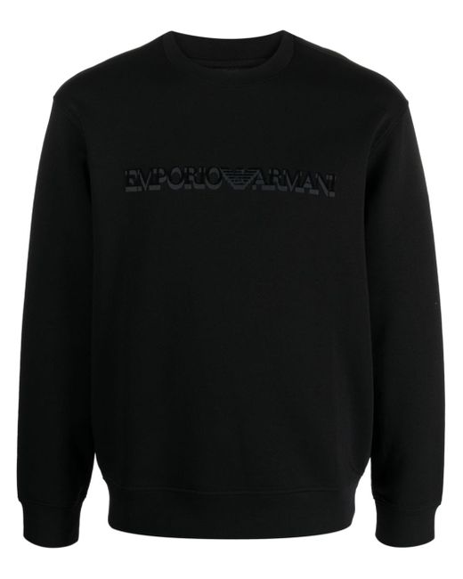 Emporio Armani flocked logo-print jersey sweatshirt
