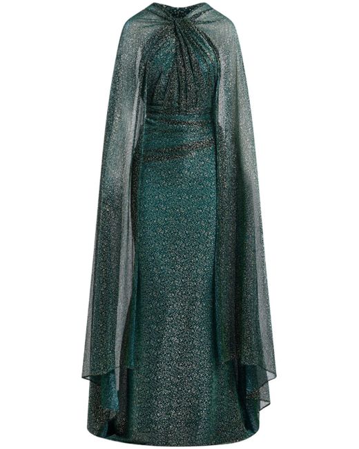 Talbot Runhof cape rhinestone-embellished gown