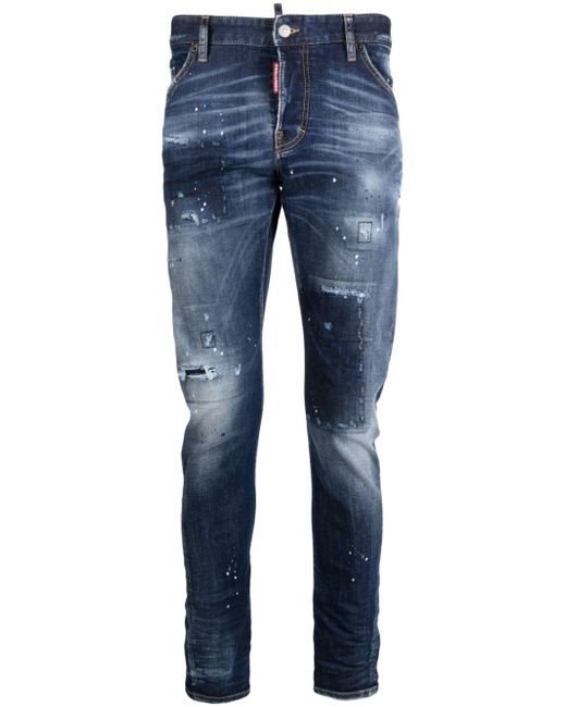 Dsquared2 faded low-rise tapered jeans