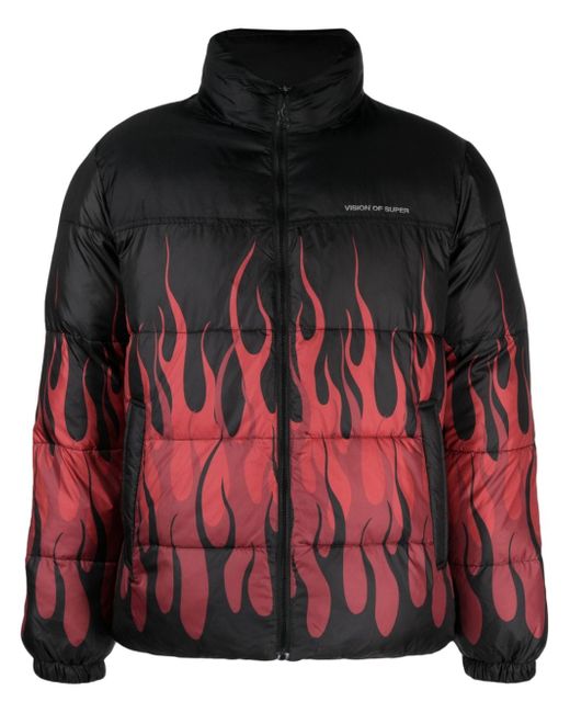 Vision Of Super flame-print puffer jacket