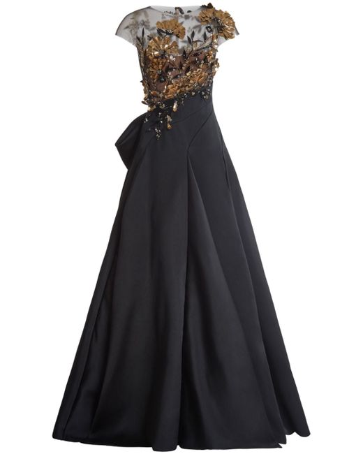 Marchesa sequin-embellished bow-detail dress
