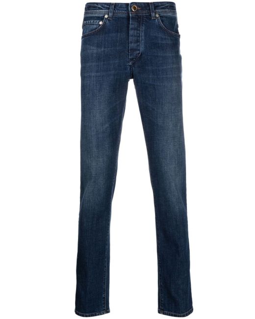 Barba slim-cut logo-patch jeans