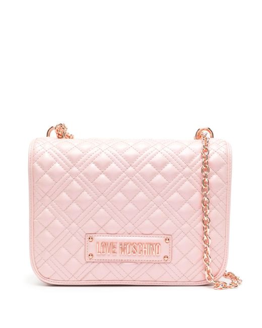 Love Moschino logo-plaque quilted shoulder bag