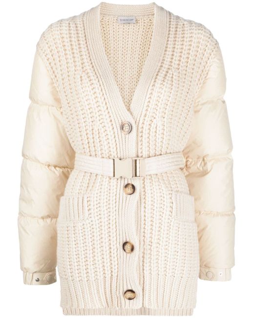 Moncler panelled padded cashmere-wool cardigan