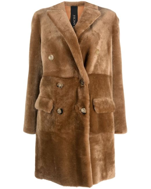 Blancha double-breasted reversible shearling coat