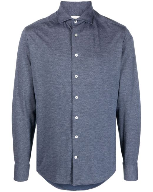Traiano Milano patterned-jacquard long-sleeve shirt