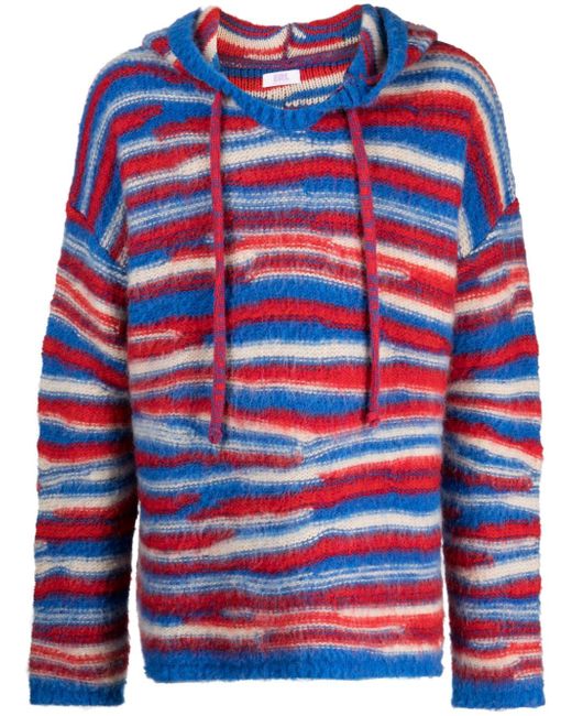 Erl striped intarsia-knit hoodie