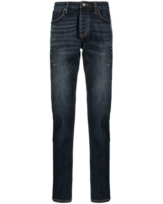 Emporio Armani paint-splatter slim-cut jeans