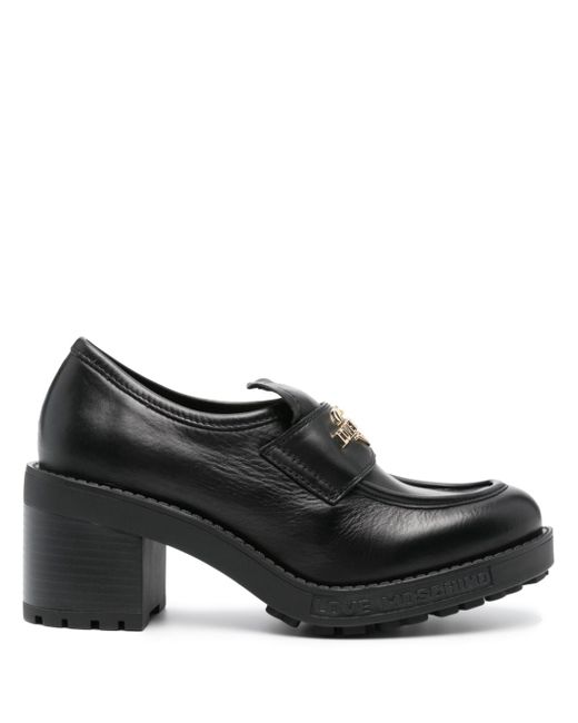 Love Moschino logo-lettering leather loafers