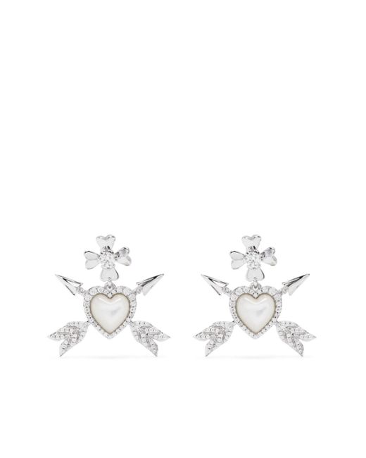 Shushu-Tong heart-motif crystal-embellished earrings