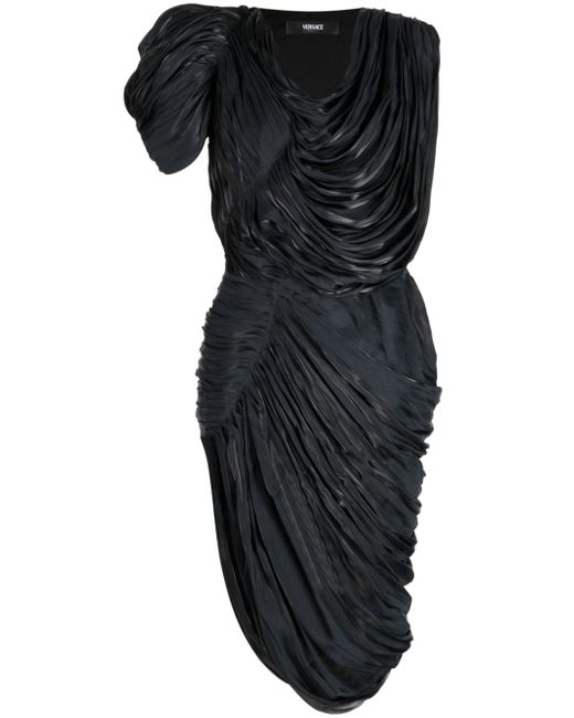 Versace draped pleated midi dress