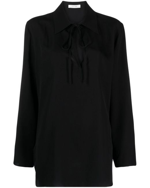 The Row keyhole-detail blouse