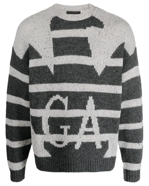 Emporio Armani logo intarsia-knit striped jumper
