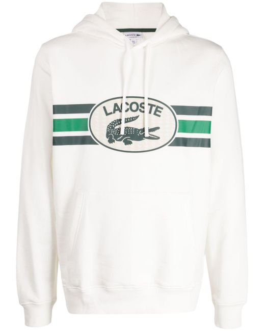 Lacoste logo-print drawstring cotton hoodie