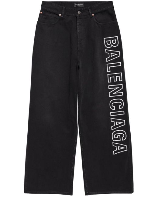 Balenciaga logo-print wide-leg jeans