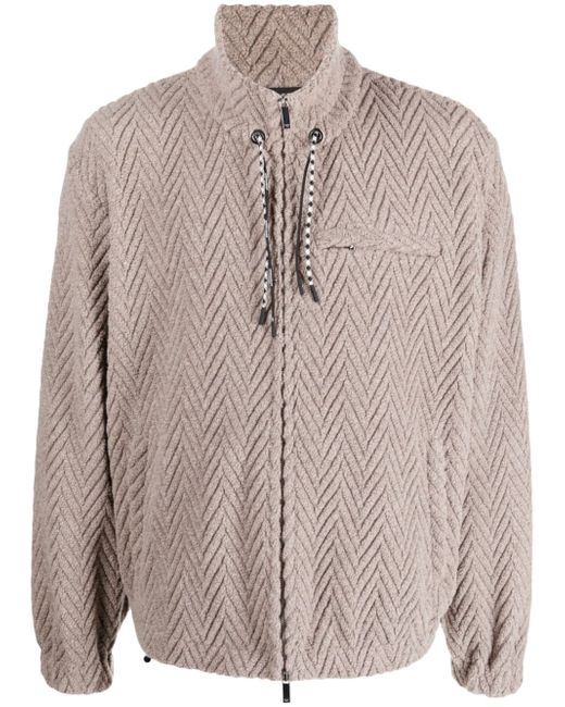 Emporio Armani chevron-fleece zip-up jacket
