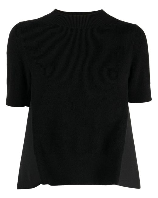 Sacai panelled short-sleeve knitted top