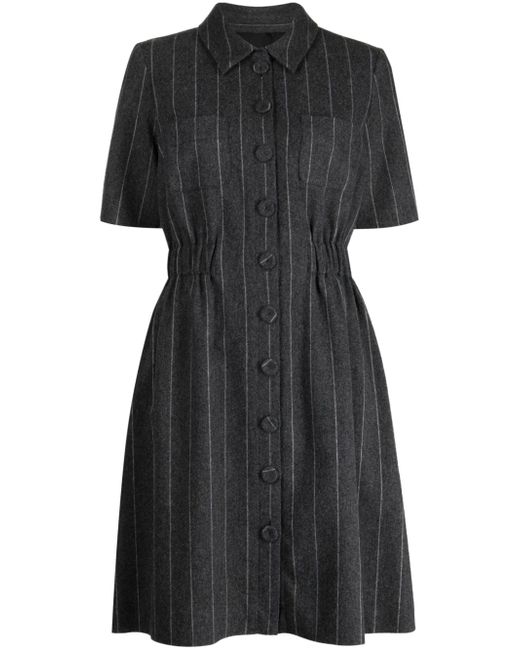 Paule Ka short-sleeve pinstripe flannel dress