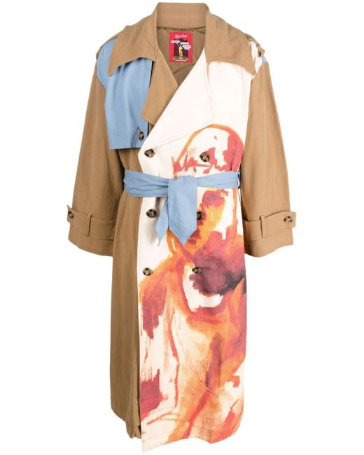 KidSuper painterly-print belted trench coat