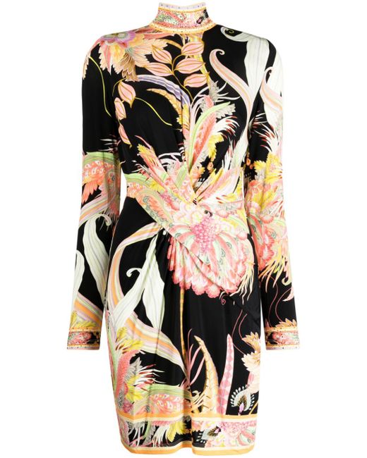 Camilla graphic-print ruched-detailing dress