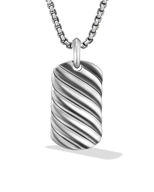 David Yurman sterling Sculpted Cable tag pendant