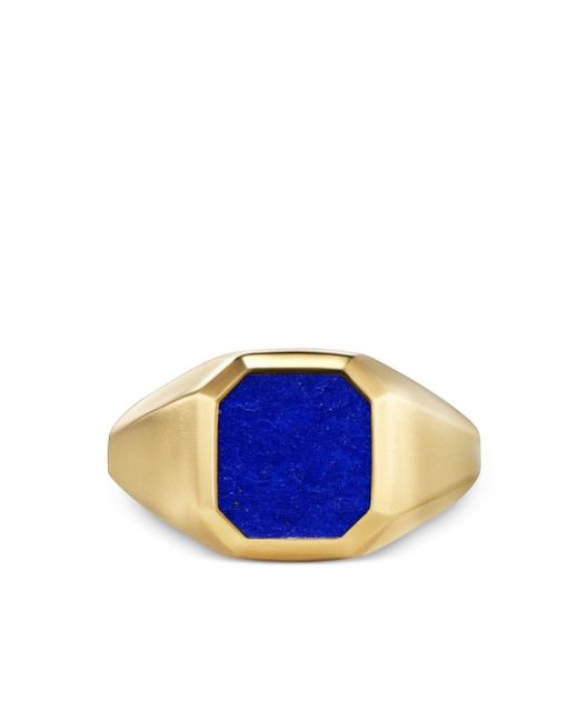 David Yurman 18kt yellow lapis lazuli signet ring