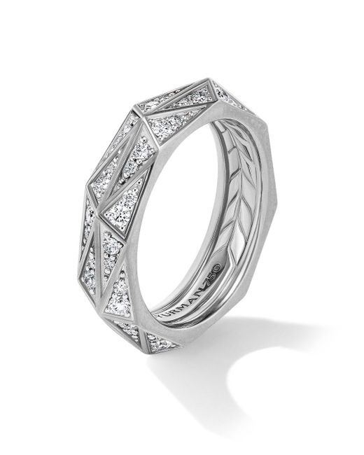 David Yurman 6mm sterling Torqued diamond ring