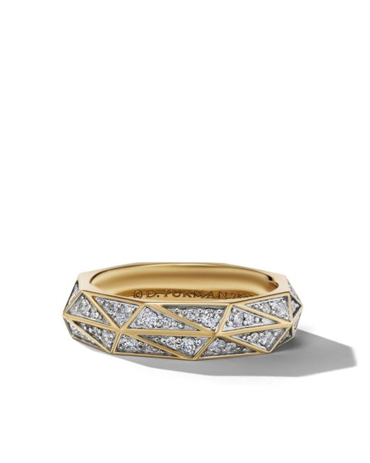 David Yurman 18kt yellow Torqued diamond ring