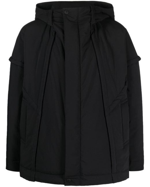 Homme Pliss Issey Miyake slouch-hood concealed-fastening coat