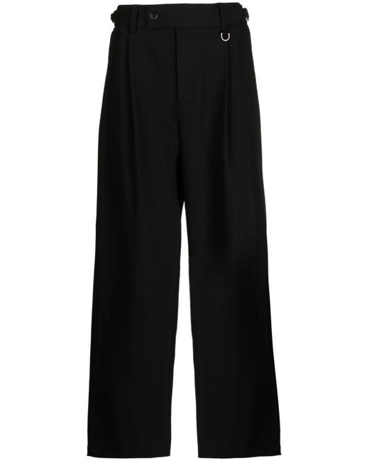 Songzio logo-embroidered pleated straight-leg trousers