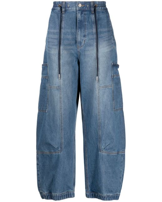 Songzio drawstring mid-rise wide-leg jeans