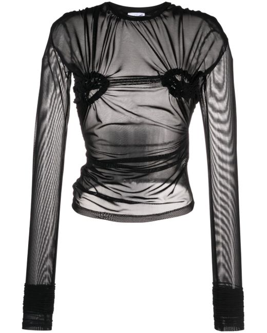 Vaquera ruched detailed mesh top