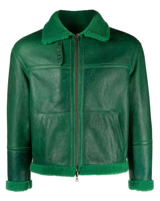 Salvatore Santoro shearling-trim panelled leather jacket