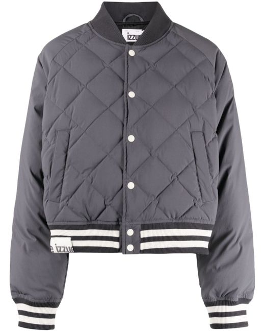 Izzue stripe-detail quilted bomber jacket