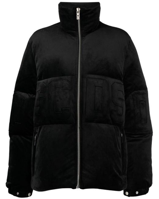 Gcds logo-embossed velvet padded jacket