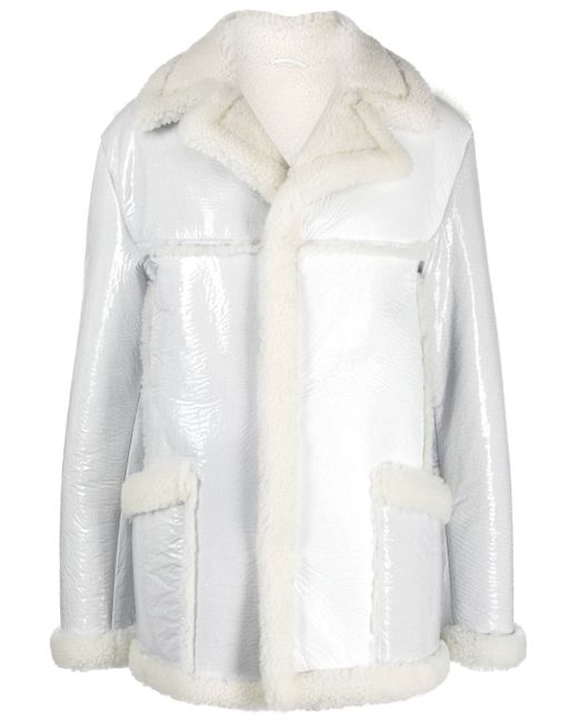 Erl shearling-trim leather coat