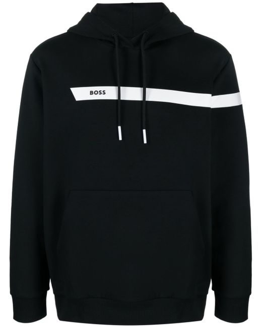 Boss logo-print cotton blend hoodie