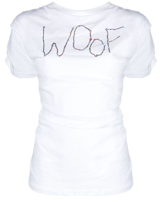 Collina Strada Woof rhinestone-embellished T-shirt