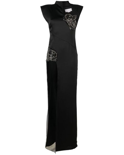 Genny rhinestone-embellished sheer-panels gown