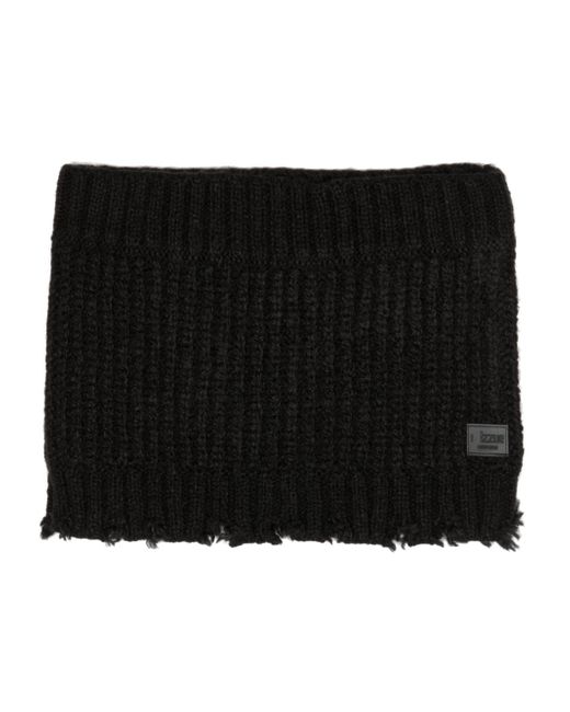 Izzue ribbed-knit frayed tube scarf